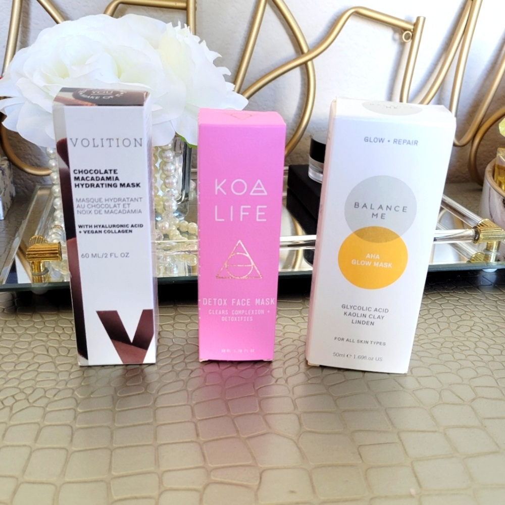 NEW Bundle Volition Chocolate Macadamia KOA LIFE Balance Me AHA Glow Face Masks